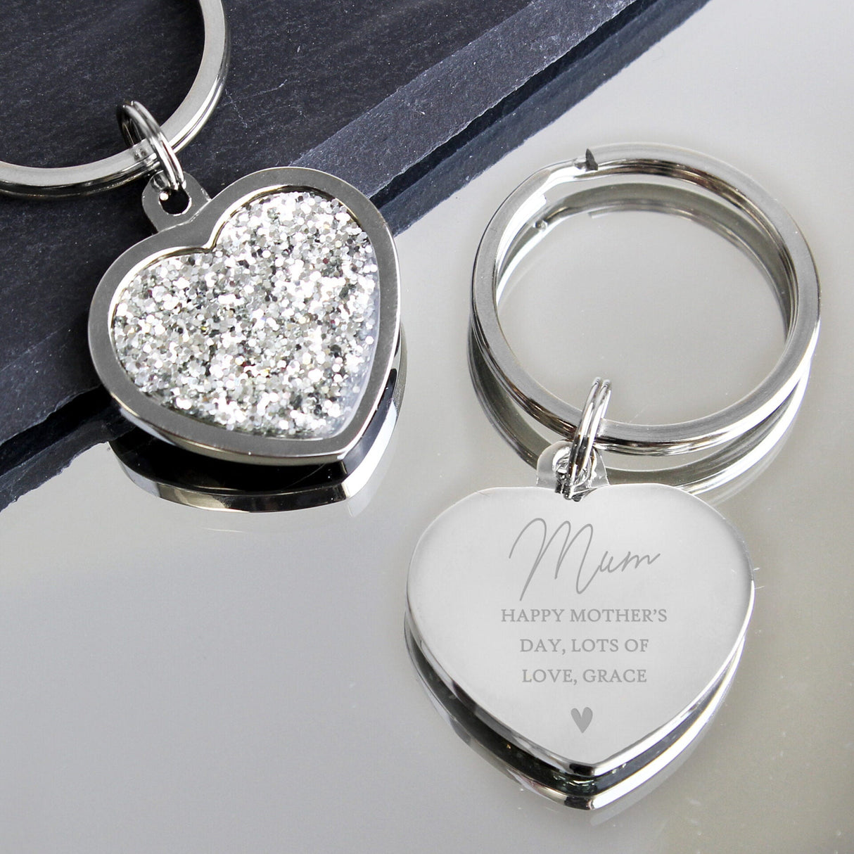 Personalised Name and Message Diamante Heart Keyring: 4 - Keyrings By Gift Moments