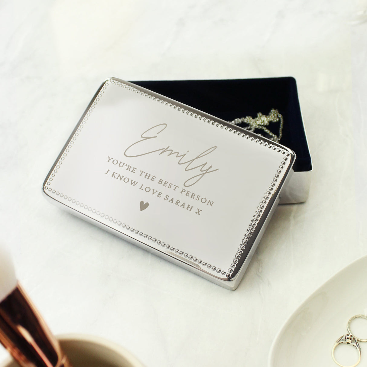 Personalised Name and Message Rectangular Jewellery Box: 3 - Jewellery Boxes By Gift Moments