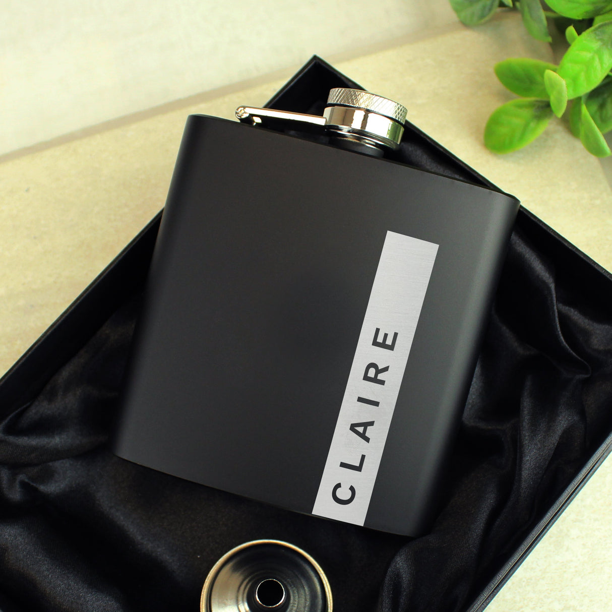 Personalised Name Only Black Hip Flask: 3 - Hip Flasks By Gift Moments