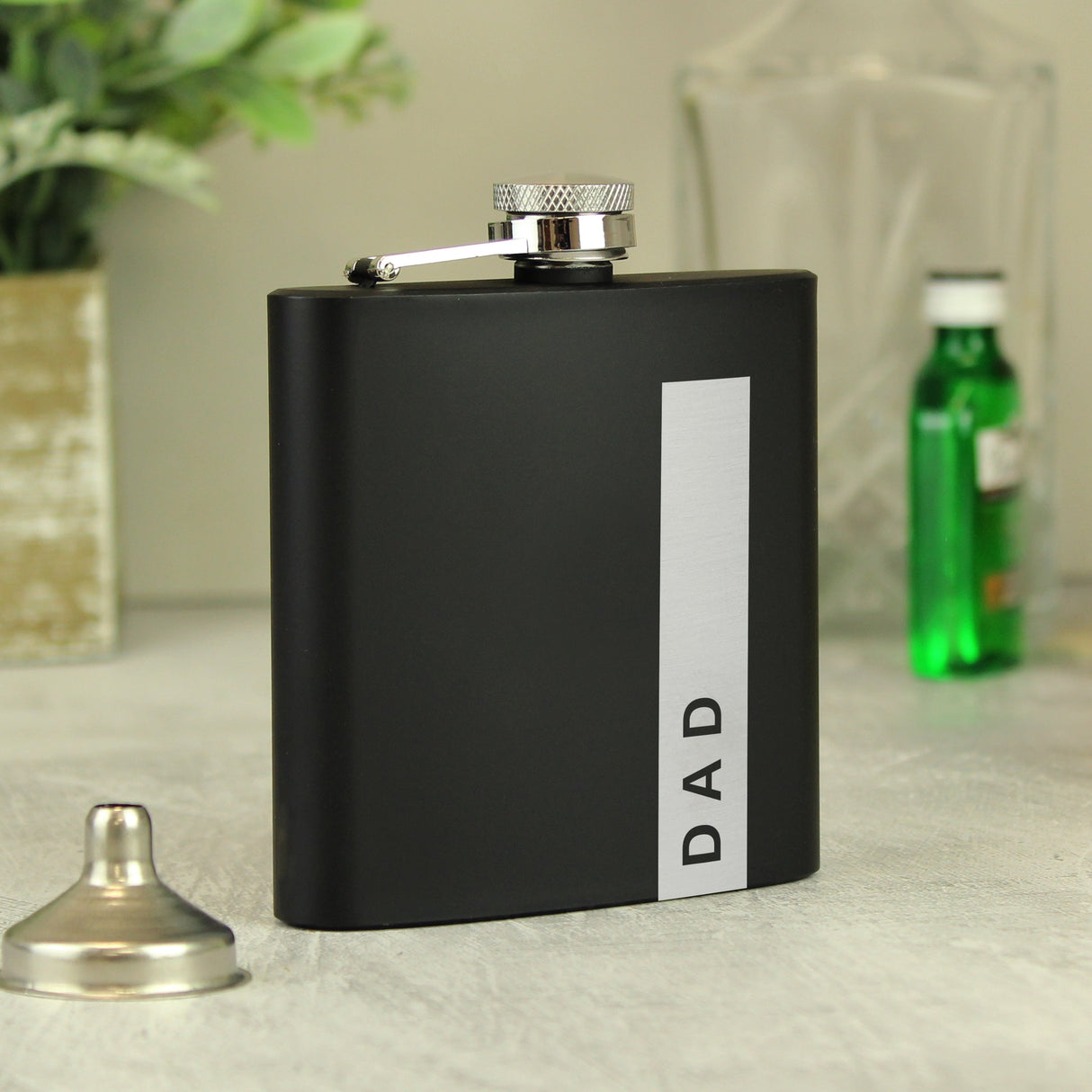 Personalised Name Only Black Hip Flask: 4 - Hip Flasks By Gift Moments