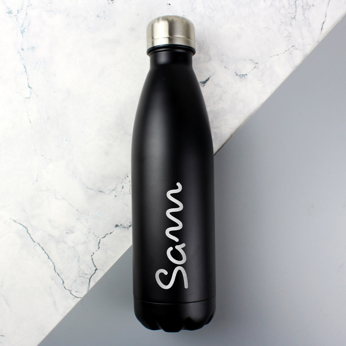 Personalised Name Only Black Metal Insulated Drinks Bottle: 3 - Water Bottles By Gift Moments