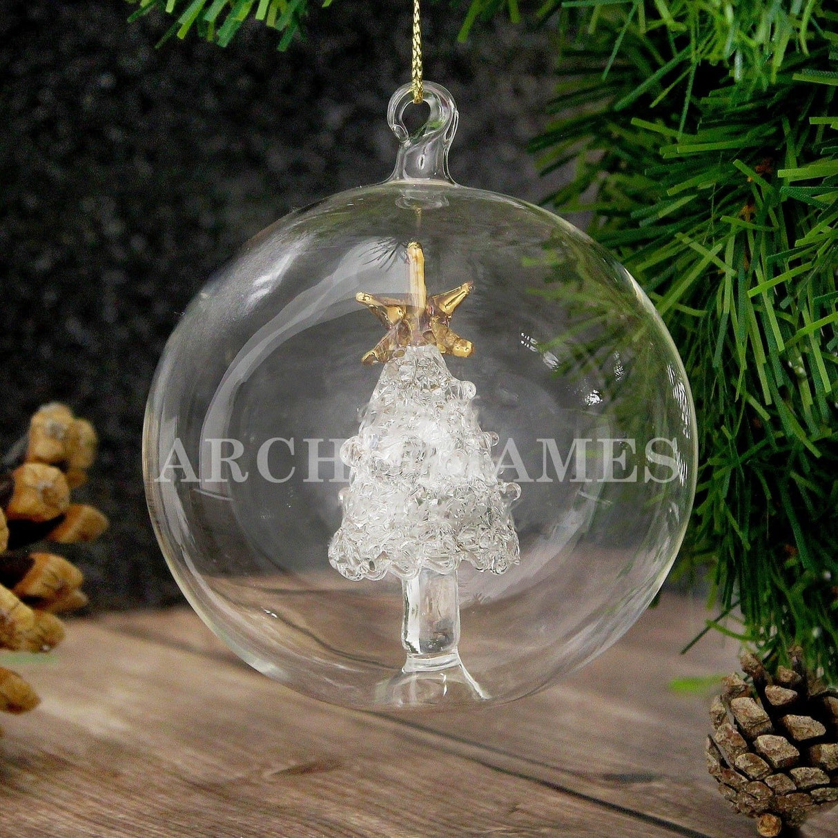 Personalised Name Only Christmas Tree Glass Baubles: 3 - Tree - Christmas Baubles By Gift Moments