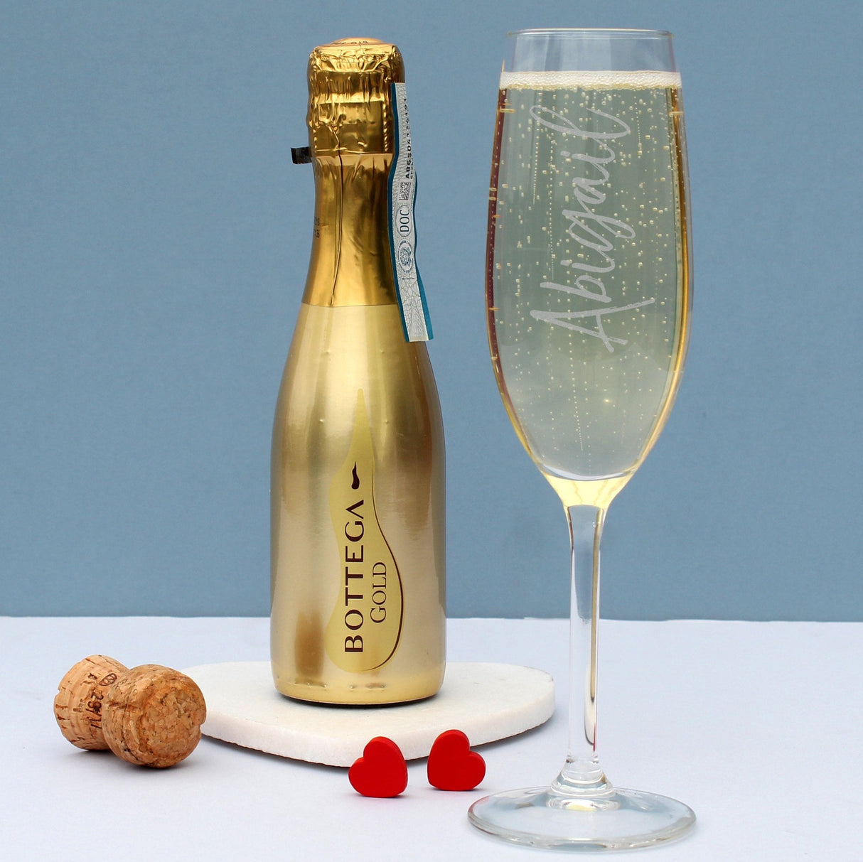 Personalised Name Only Flute & Mini Gold Bottega Prosecco Set: 1 - Alcohol Sets By Gift Moments