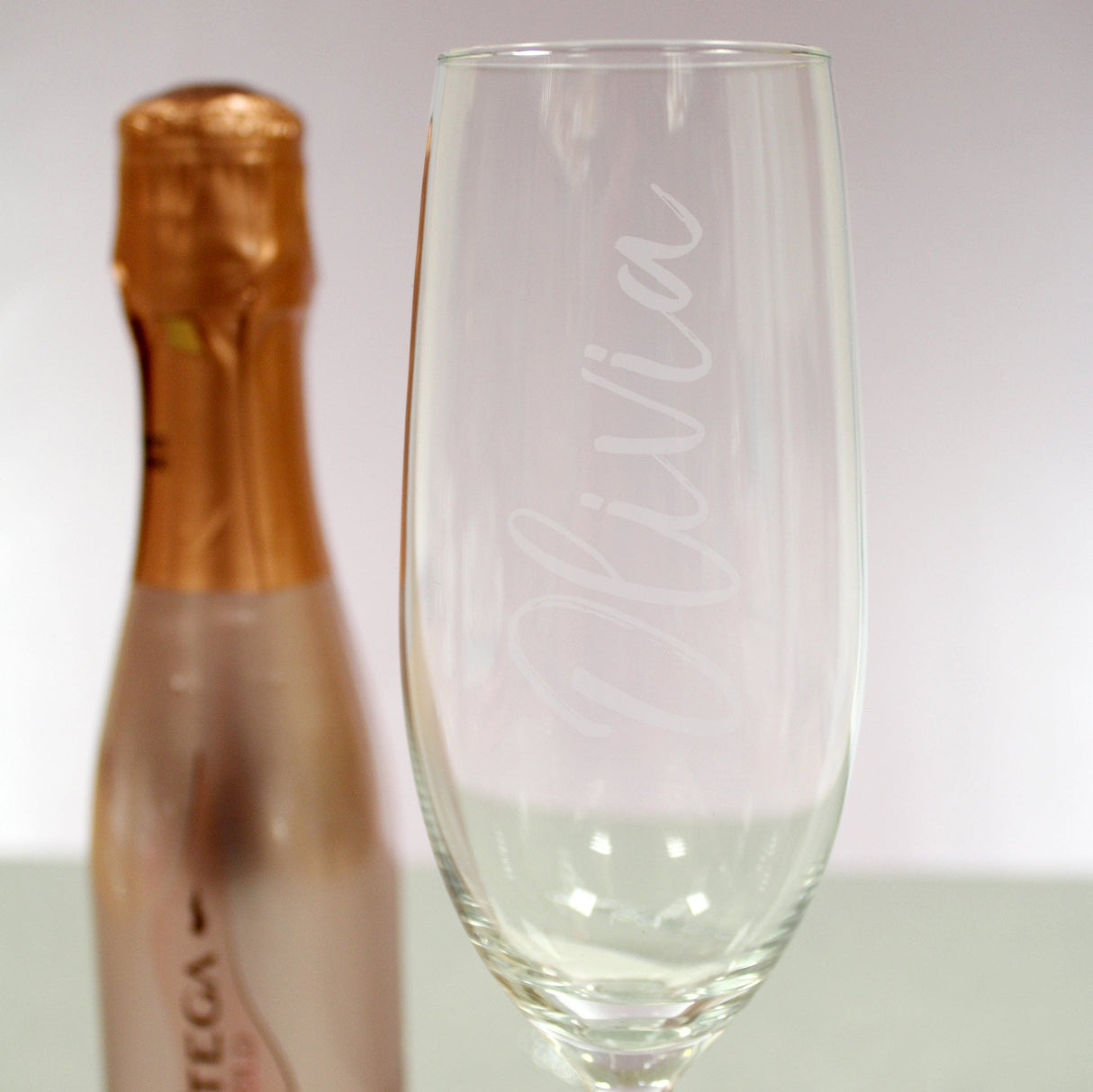 Personalised Name Only Flute & Mini Rose Bottega Prosecco Set: 2 - Alcohol Sets By Gift Moments