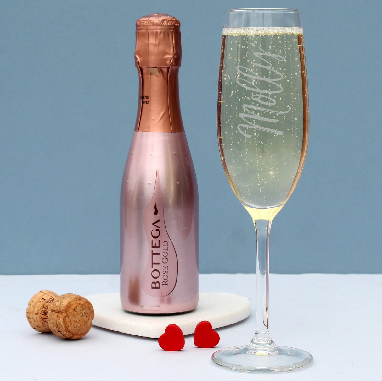 Personalised Name Only Flute & Mini Rose Bottega Prosecco Set: 1 - Alcohol Sets By Gift Moments