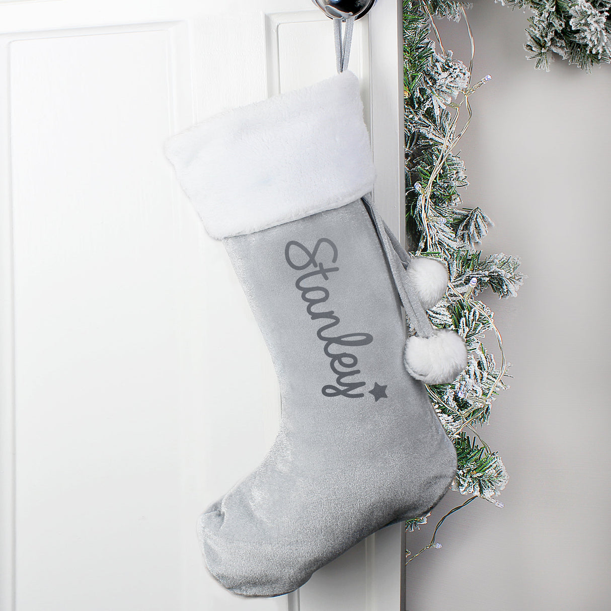 Personalised Name Only Silver Grey Stocking: 2 - Christmas Stockings By Gift Moments