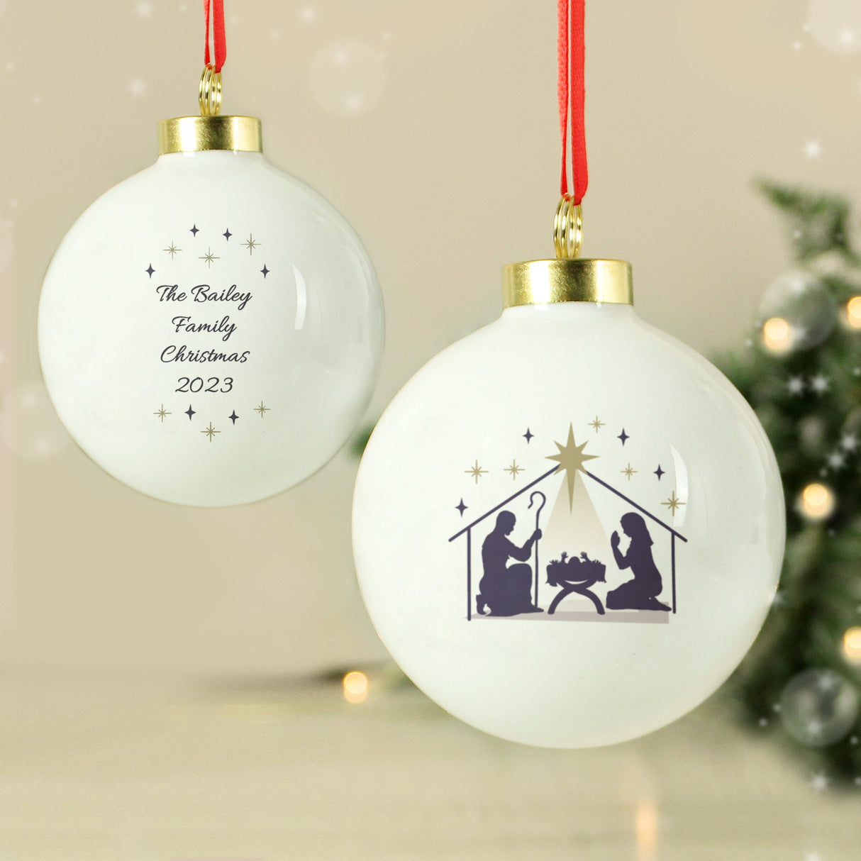 Personalised Nativity Bauble: 1 - Christmas Baubles By Gift Moments