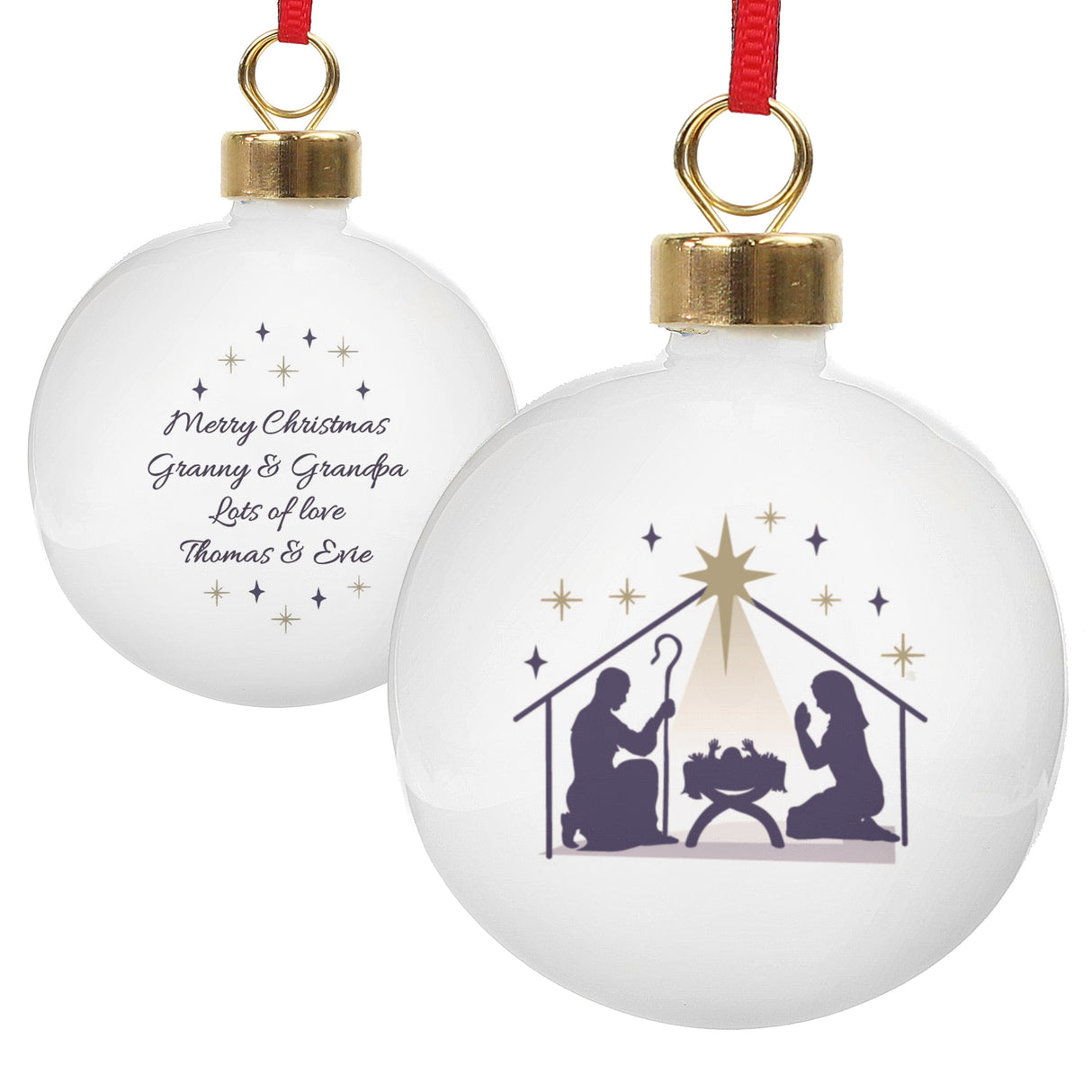 Personalised Nativity Bauble: 5 - Christmas Baubles By Gift Moments