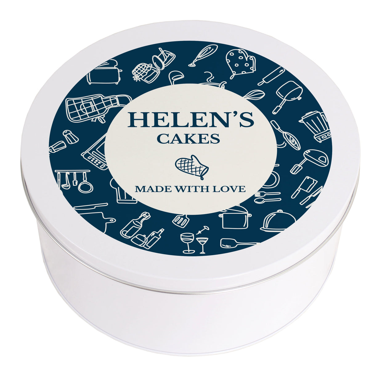 Personalised Navy Kitchen Design Cake Tin: 5 - Storage By Gift Moments