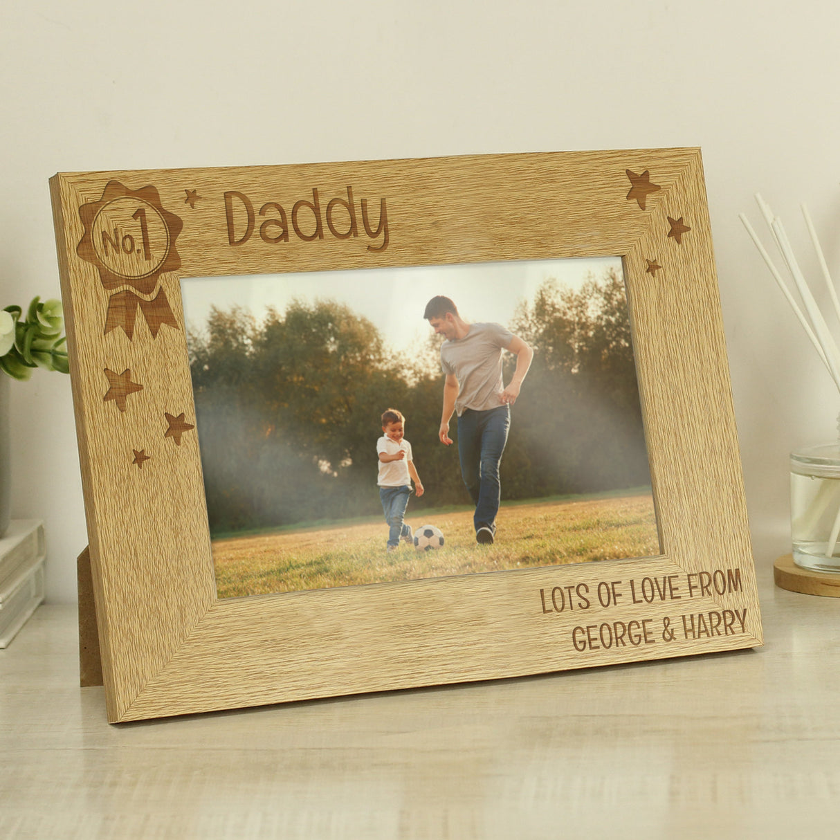 Personalised No.1 6x4 Landscape Wooden Photo Frame: 1 - Photo Frames By Gift Moments