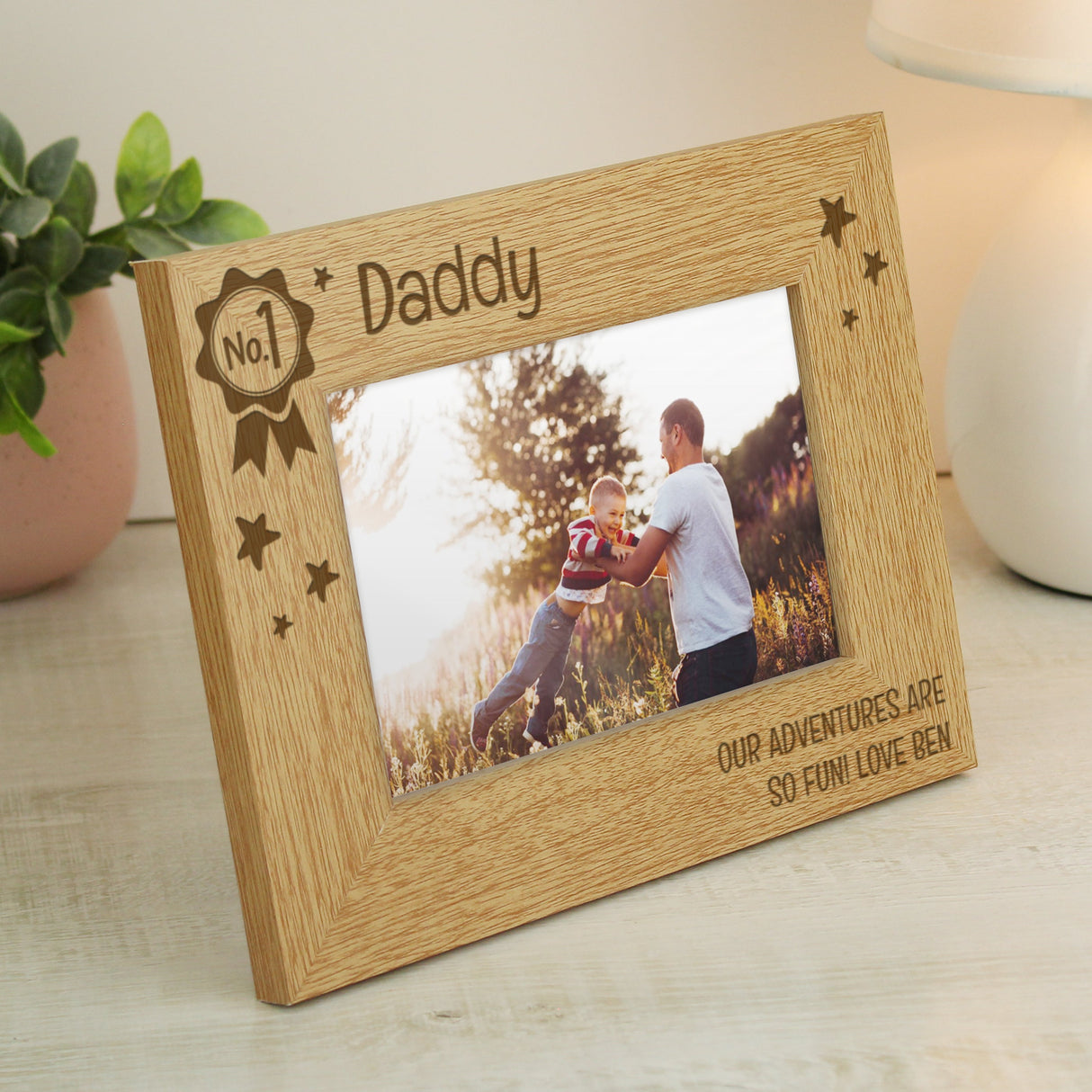 Personalised No.1 6x4 Landscape Wooden Photo Frame: 4 - Photo Frames By Gift Moments
