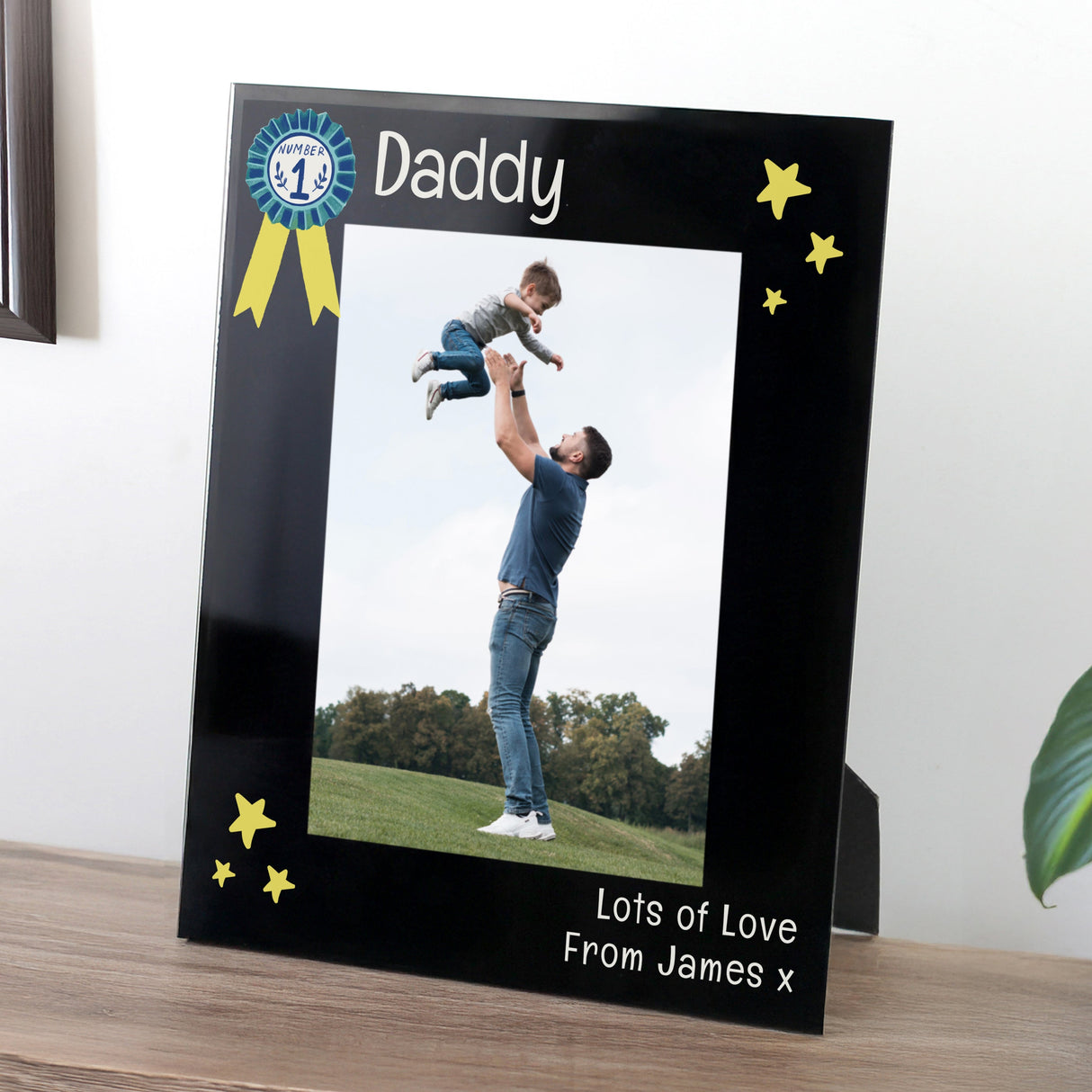 Personalised No.1 Black Glass 5x7 Frame: 1 - Photo Frames By Gift Moments
