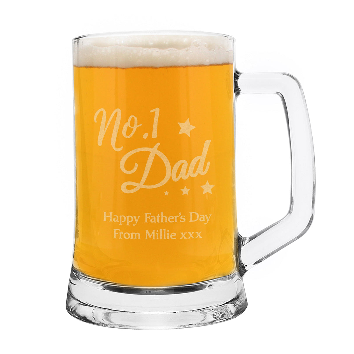 Personalised No.1 Dad Glass Pint Stern Tankard: 2 - Tankards By Gift Moments