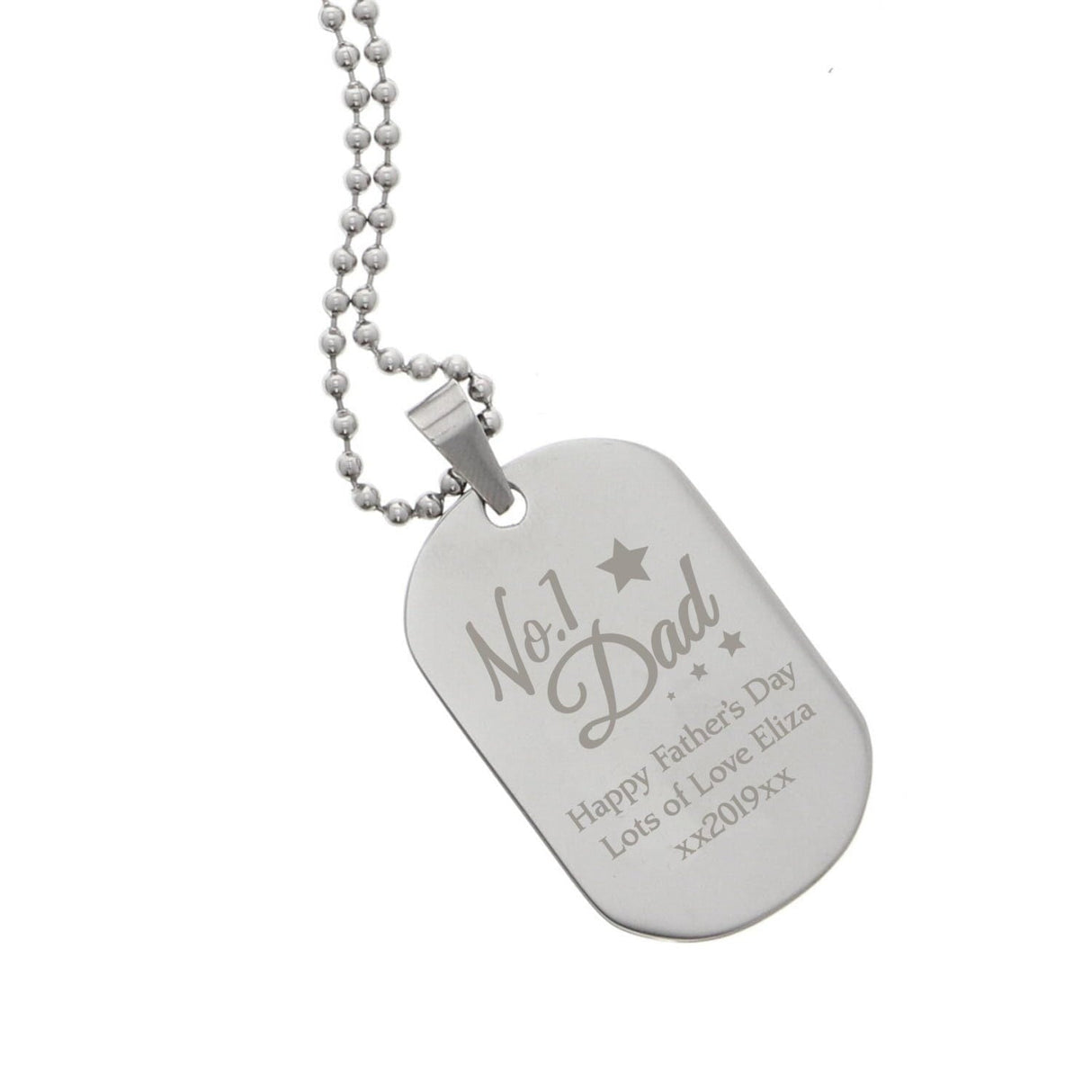 Personalised No.1 Dad Stainless Steel Dog Tag Necklace: 5 - Necklaces By Gift Moments