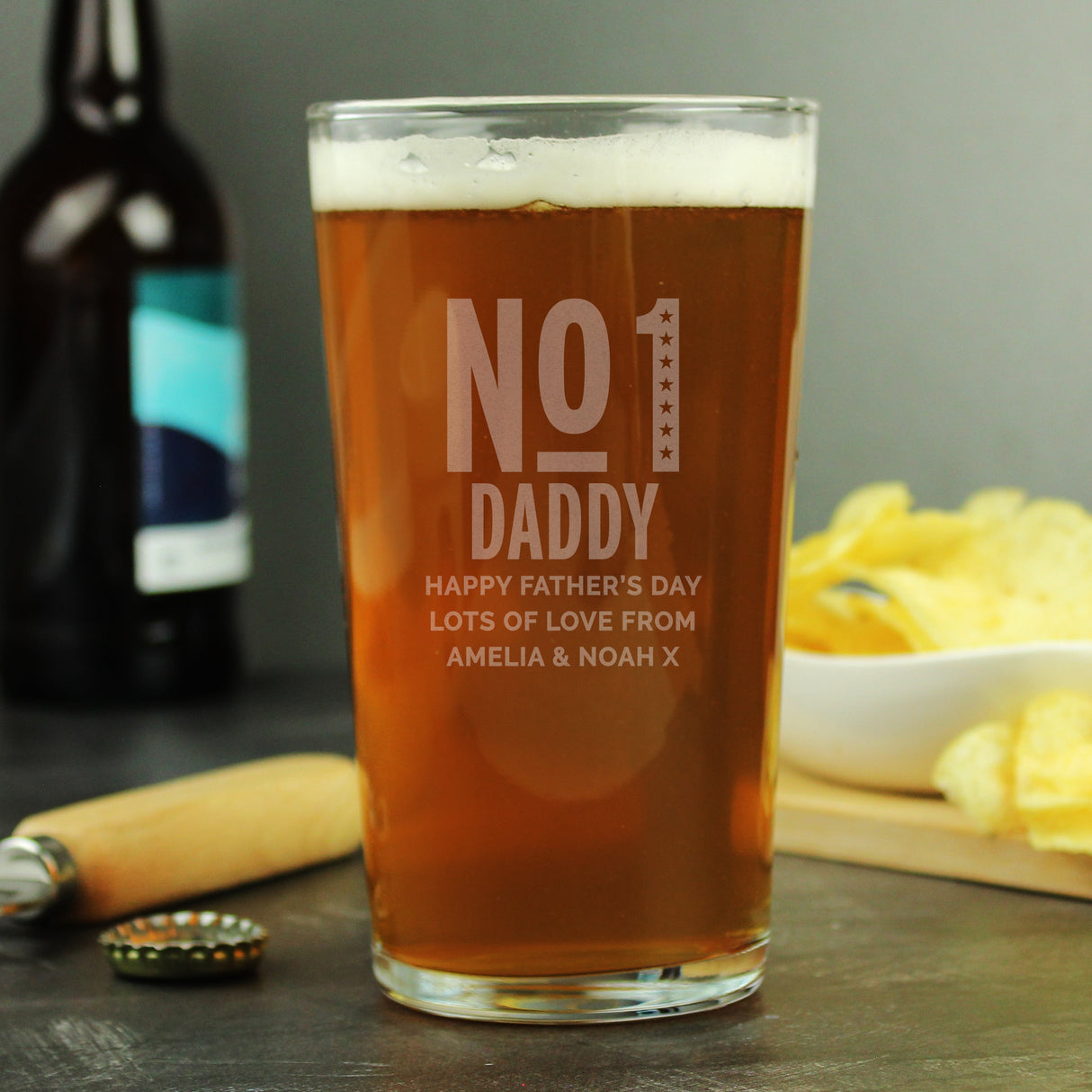 Personalised No. 1 Pint Glass: 1 - Beer Glasses By Gift Moments
