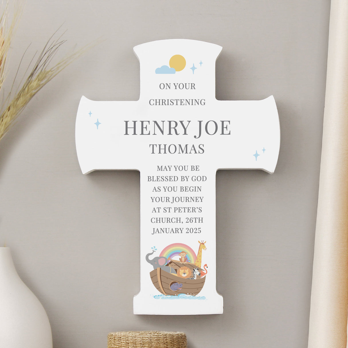 Personalised Noahs Ark Cross Wooden Ornament - Shop Ornaments At Gift Moments - 6