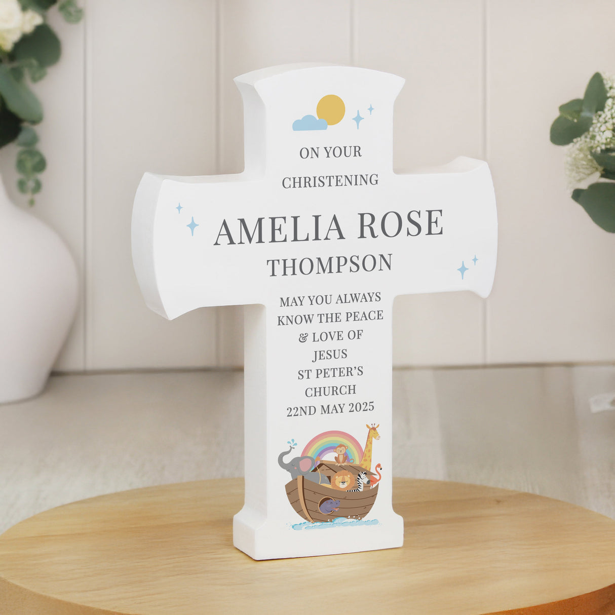 Personalised Noahs Ark Cross Wooden Ornament - Shop Ornaments At Gift Moments - 1