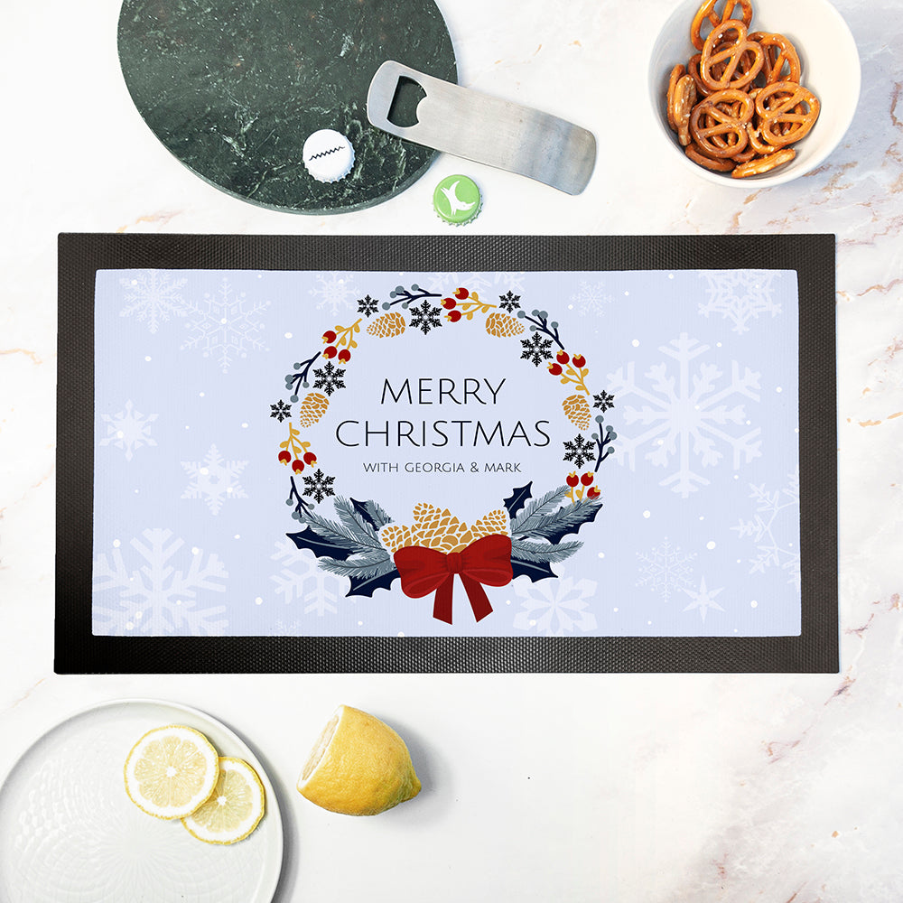 Personalised Nordic Wreath Bar Mat: 2 - Barware By Gift Moments