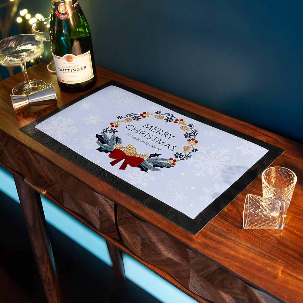 Personalised Nordic Wreath Bar Mat: 1 - Barware By Gift Moments