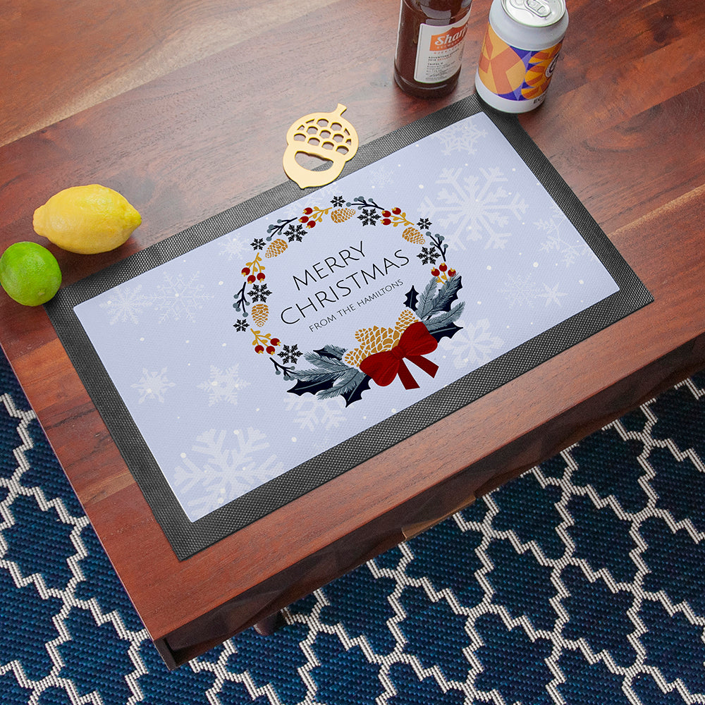 Personalised Nordic Wreath Bar Mat: 3 - Barware By Gift Moments