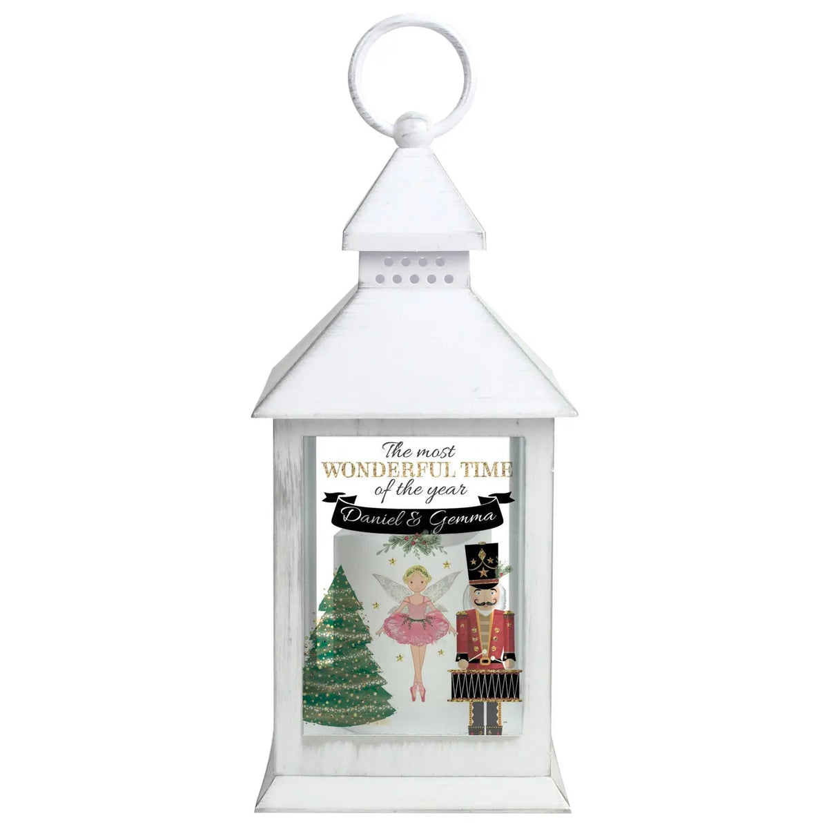 Personalised Nutcracker White Lantern: 5 - LED Lighting By Gift Moments