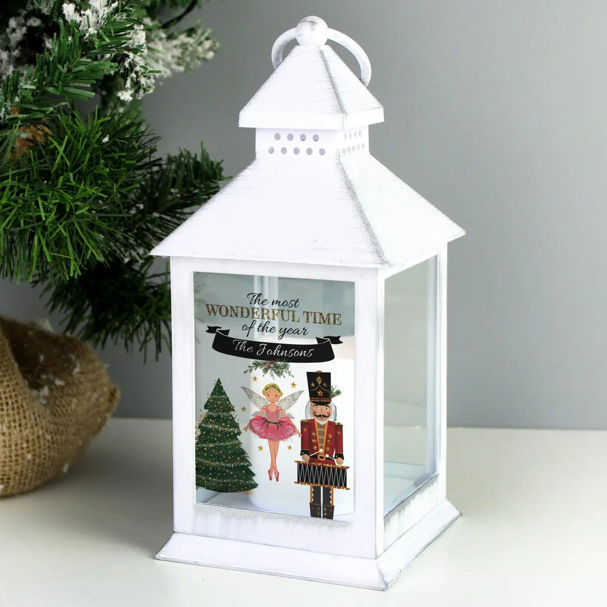 Personalised Nutcracker White Lantern: 1 - LED Lighting By Gift Moments