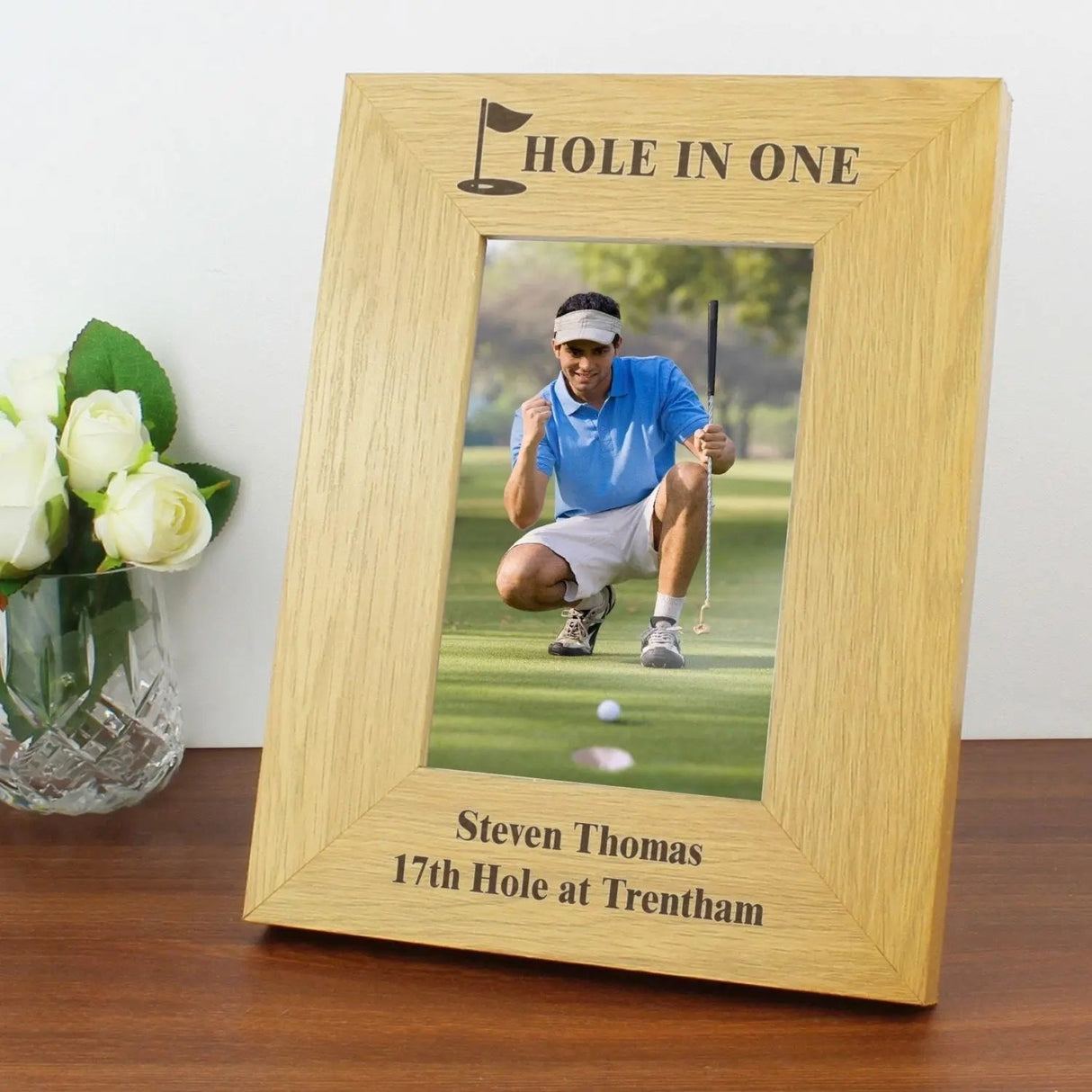 Personalised Oak Finish 6x4 Golf Photo Frame - Shop Photo Frames At Gift Moments - 1