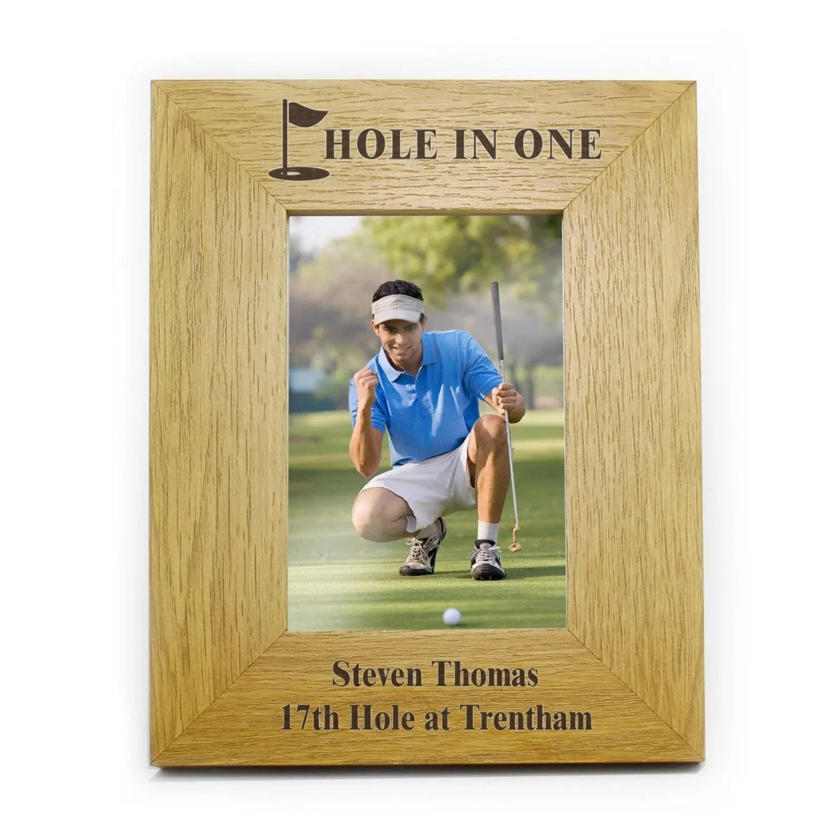 Personalised Oak Finish 6x4 Golf Photo Frame - Shop Photo Frames At Gift Moments - 2