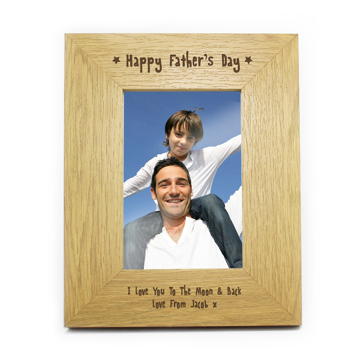 Personalised Oak Finish 6x4 Happy Fathers Day Photo Frame: 2 - Photo Frames By Gift Moments