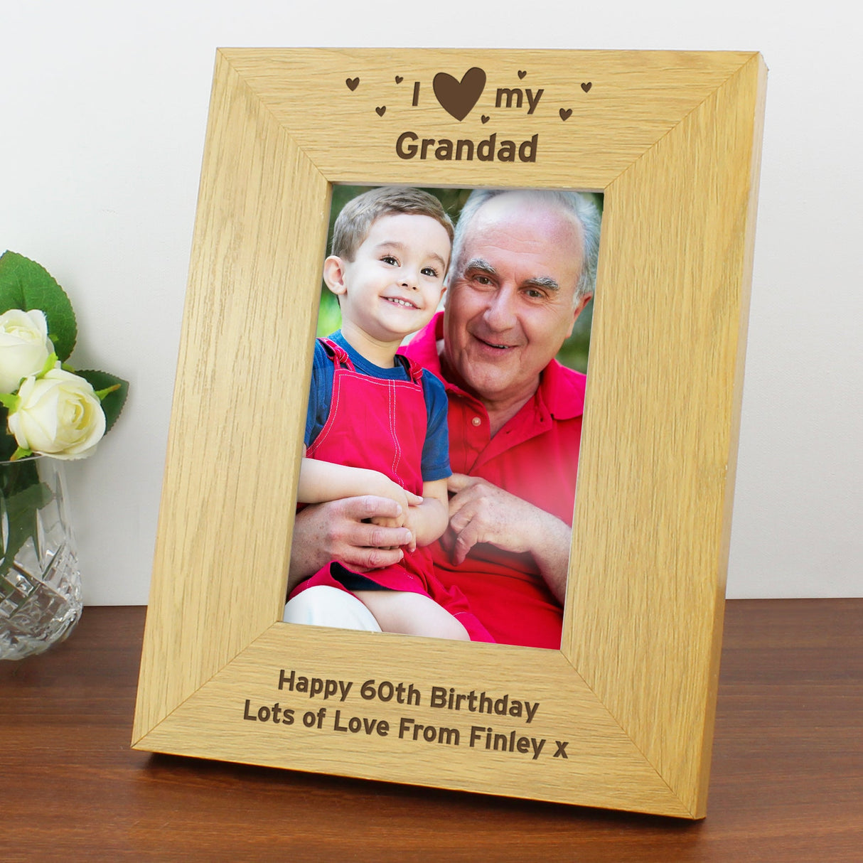 Personalised Oak Finish 6x4 I Heart My Photo Frame: 5 - Photo Frames By Gift Moments