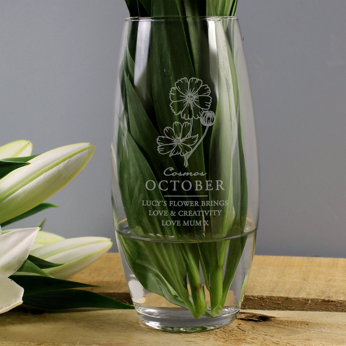 Personalised October Birth Flower Bullet Vase: 2 - Vases By Gift Moments