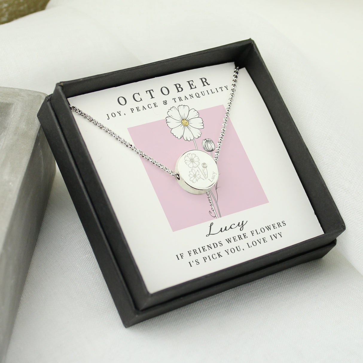 Personalised October Birth Flower Necklace and Box - Shop Necklaces At Gift Moments - 3