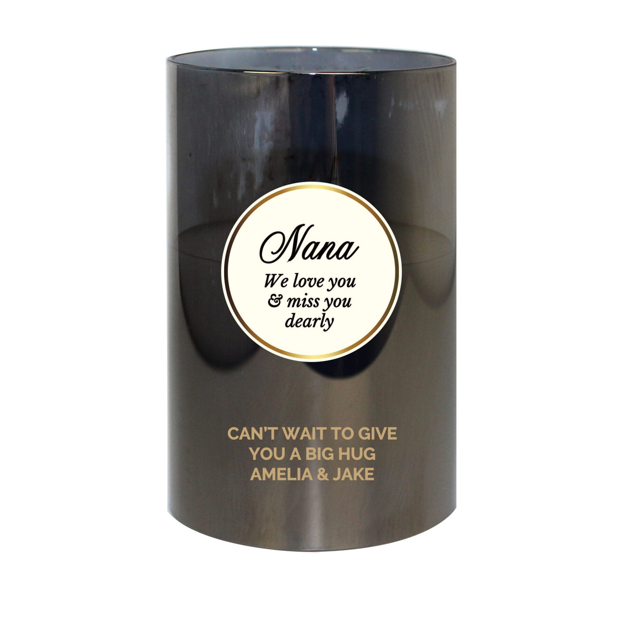 Personalised Opulent Smoked Glass LED Candle - Shop LED Lighting At Gift Moments - 3