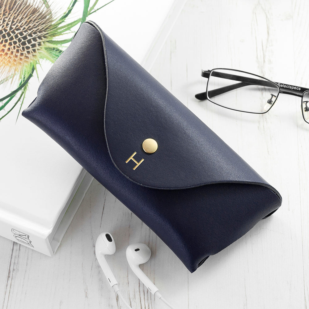 Personalised Origami Leather Glasses Cases: 4 - Navy - Glasses Cases By Gift Moments