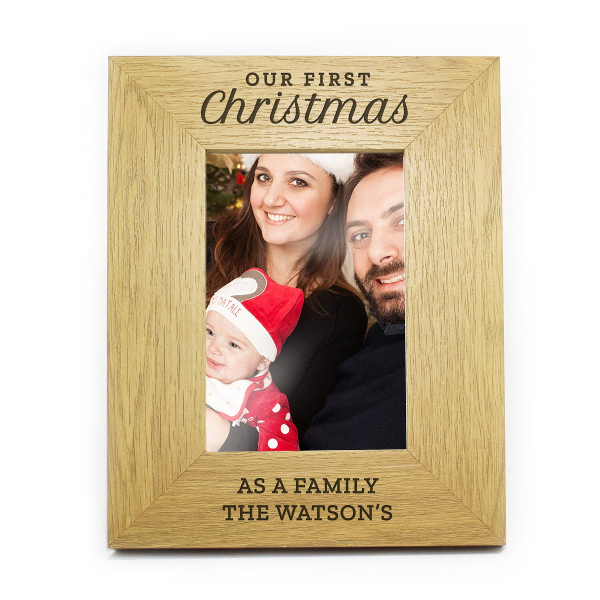 Personalised ’Our First Christmas’ 6x4 Oak Finish Photo Frame: 5 - Photo Frames By Gift Moments