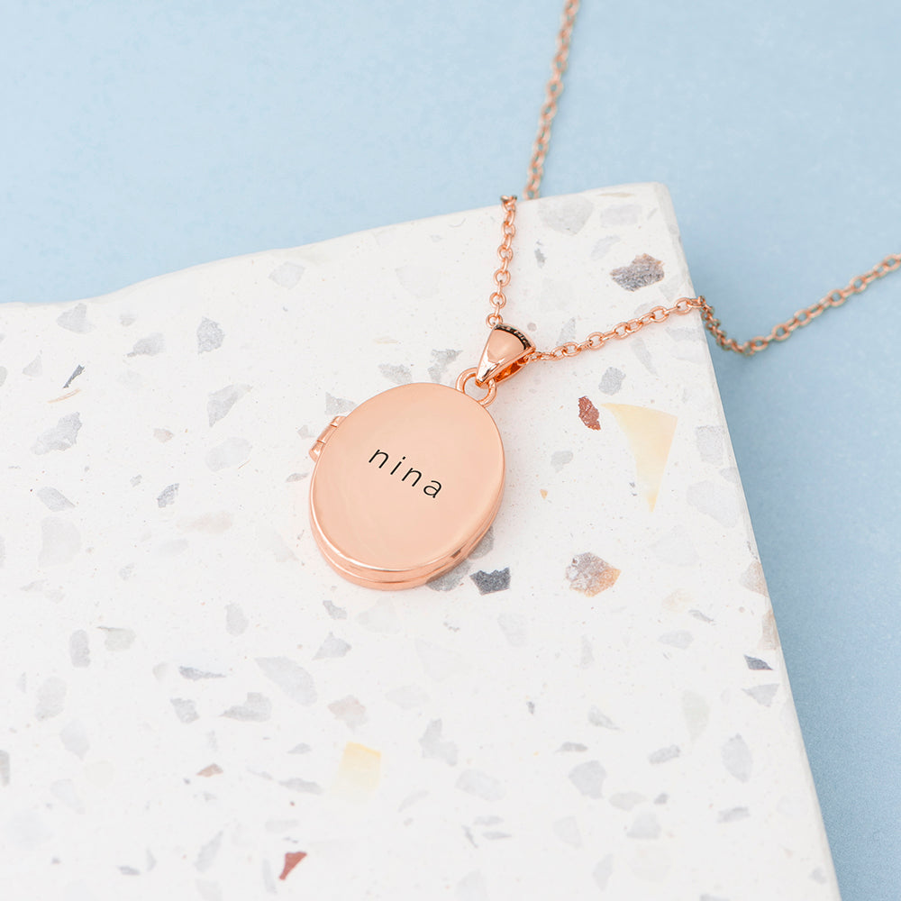 Personalised Oval Photo Locket Pendant Necklaces: 12 - Rose Gold - Necklaces By Gift Moments