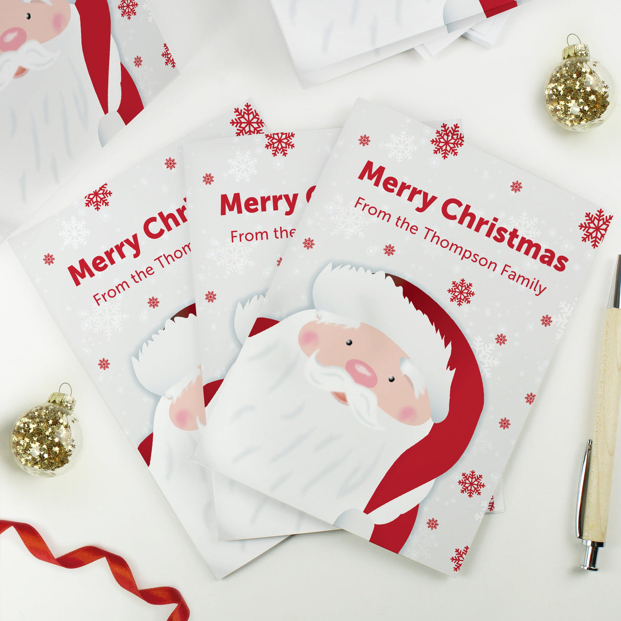 Personalised Pack of 10 Christmas Santa Cards: 1 - Greeting Cards By Gift Moments