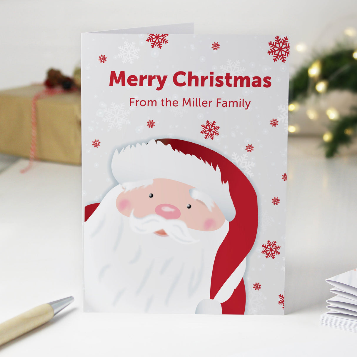 Personalised Pack of 10 Christmas Santa Cards: 4 - Greeting Cards By Gift Moments