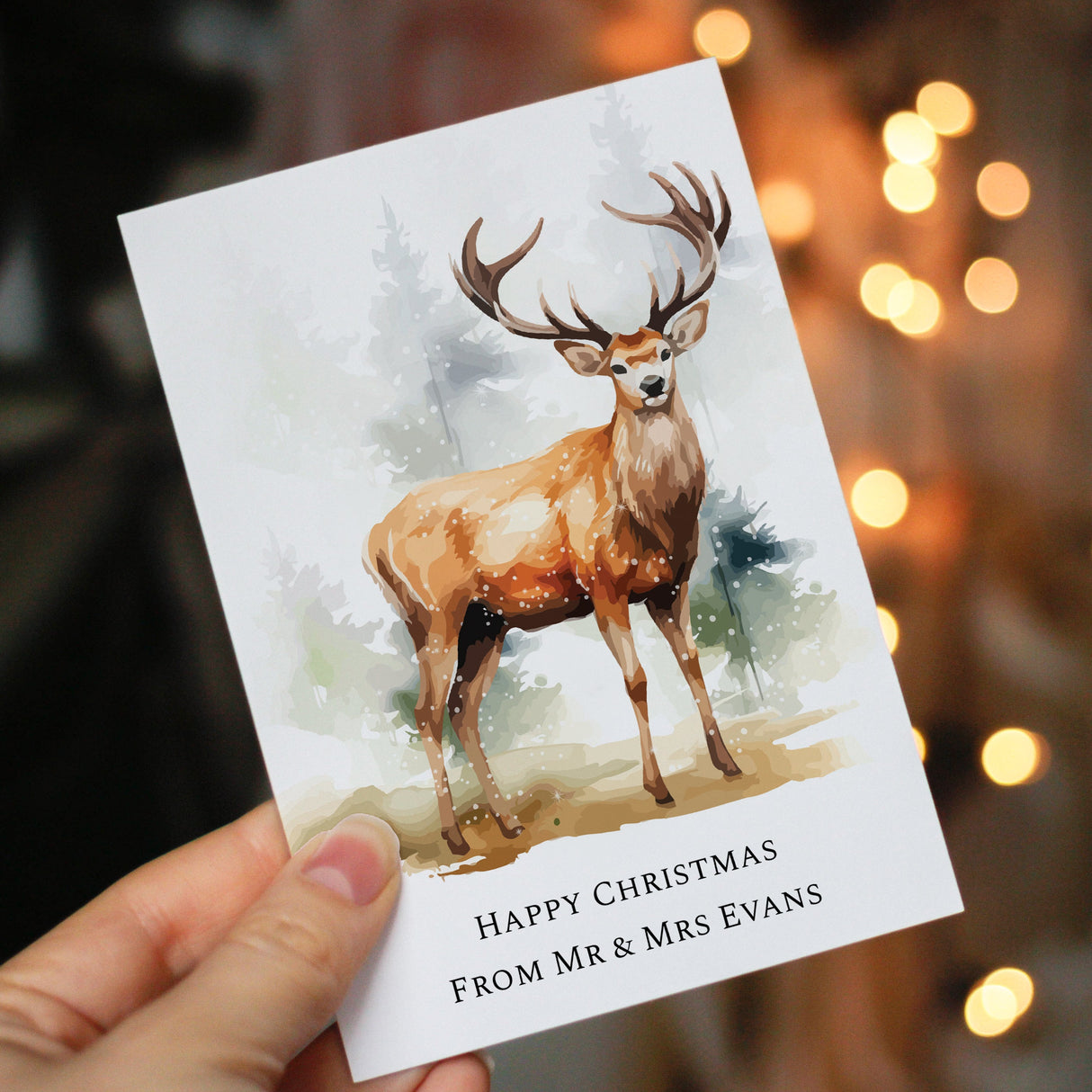 Personalised Pack of 10 Christmas Stag Cards: 2 - Greeting Cards By Gift Moments