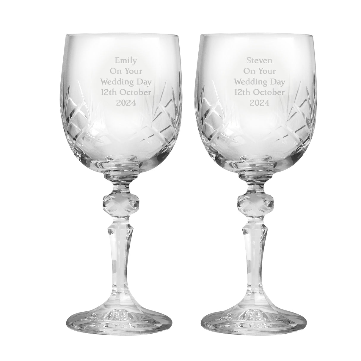 Personalised Pair of Crystal Wine Glasses: 7 - Wine Glasses By Gift Moments