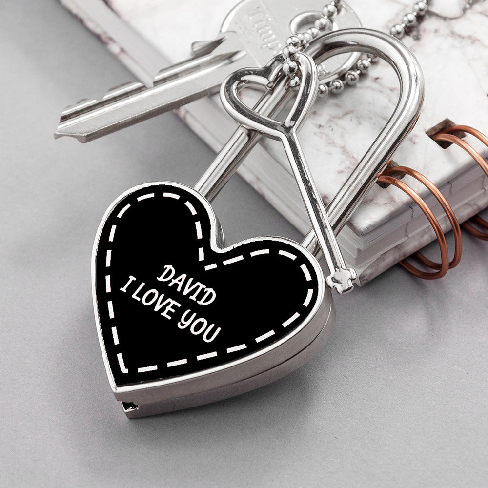 Personalised Parisienne Love Heart Padlocks: 10 - Keyrings By Gift Moments