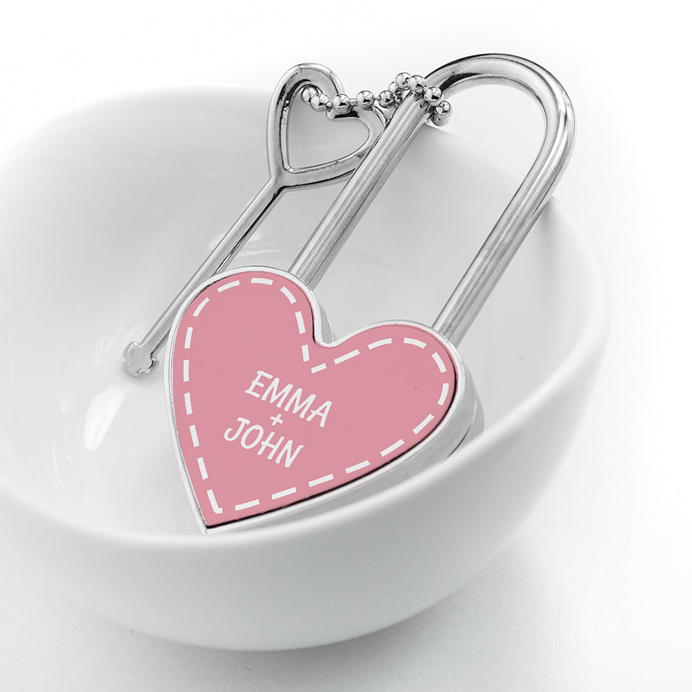 Personalised Parisienne Love Heart Padlocks: 8 - Keyrings By Gift Moments