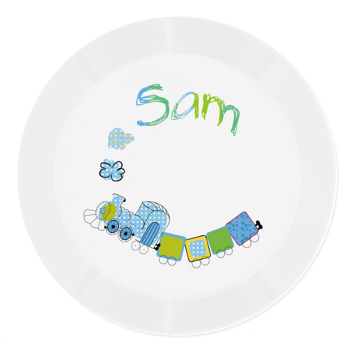 Personalised Patchwork Train Plastic Plate: 3 - Tableware By Gift Moments
