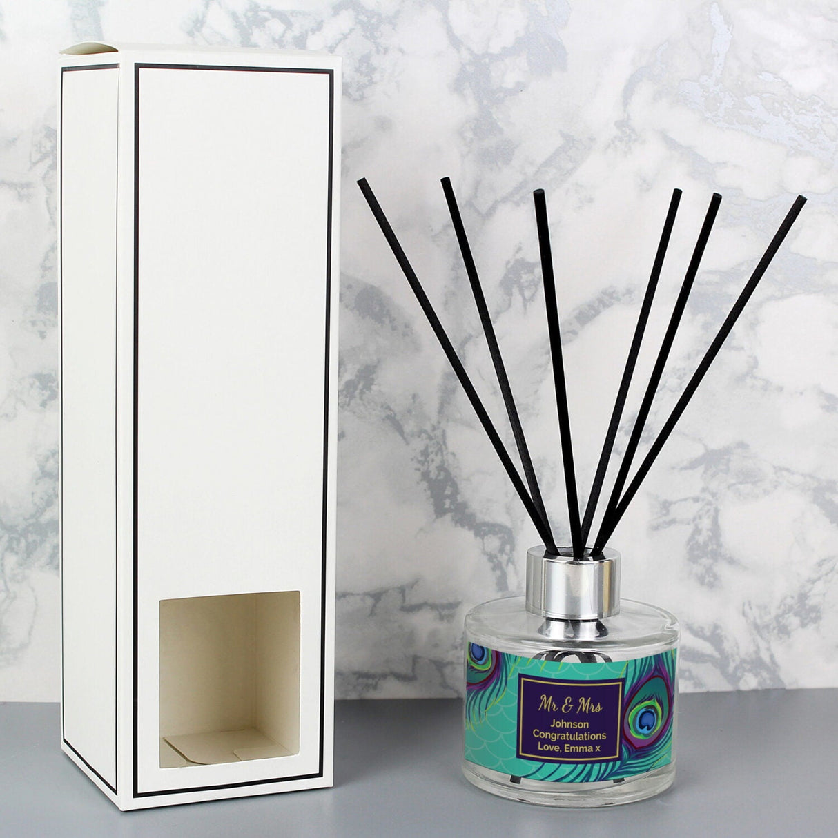 Personalised Peacock Reed Diffuser: 1 - Reed Diffusers By Gift Moments