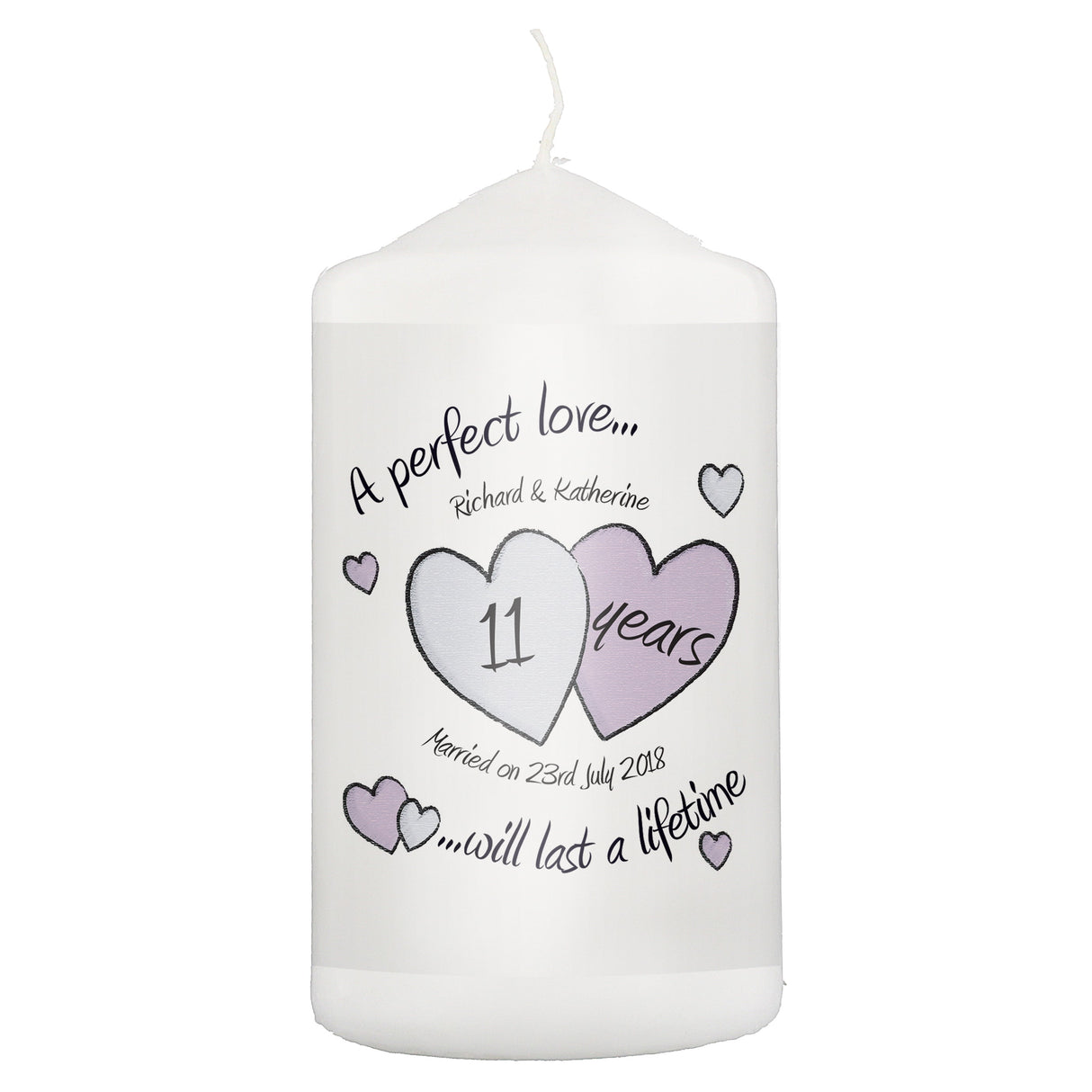 Personalised A Perfect Love Anniversary Pillar Candle: 2 - Candles By Gift Moments