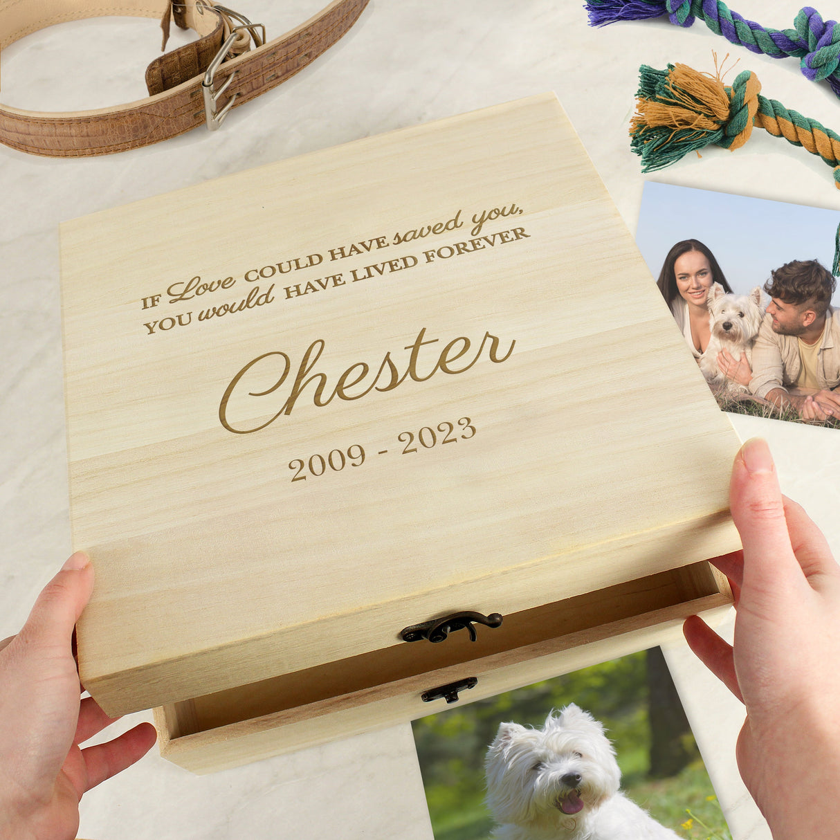 Personalised Pet Memorial Large Wooden Keepsake Box - Shop Keepsake Boxes At Gift Moments - 1