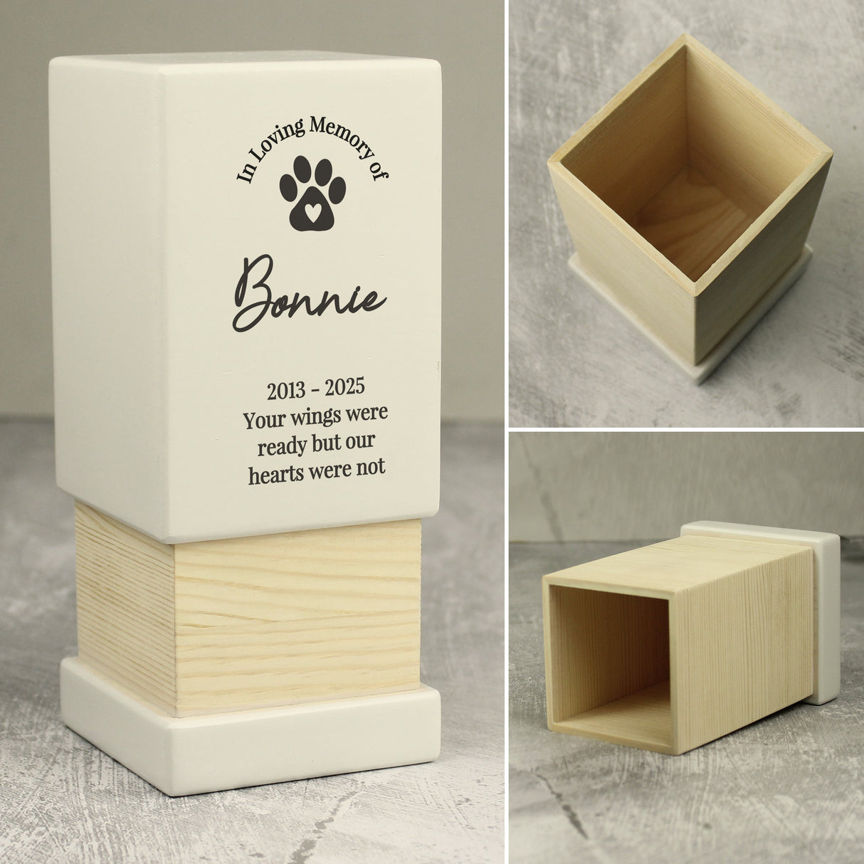Personalised Pet Memorial Small Wooden Urn: 6 - Urns By Gift Moments