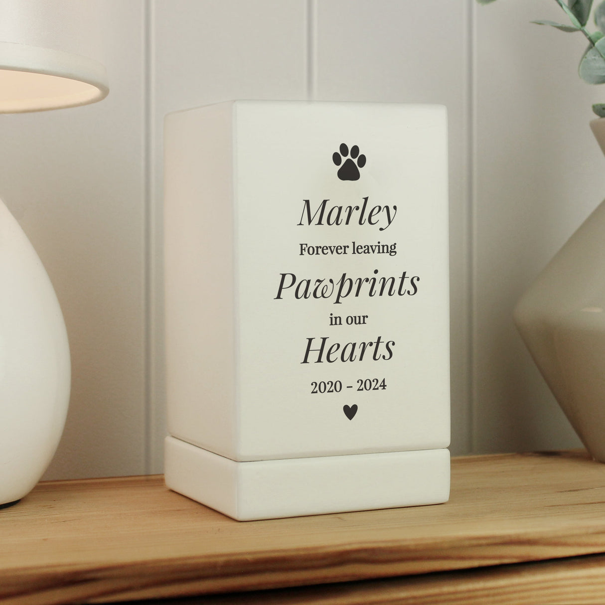 Personalised Pet Pawprints Small Wooden Urn: 1 - Urns By Gift Moments