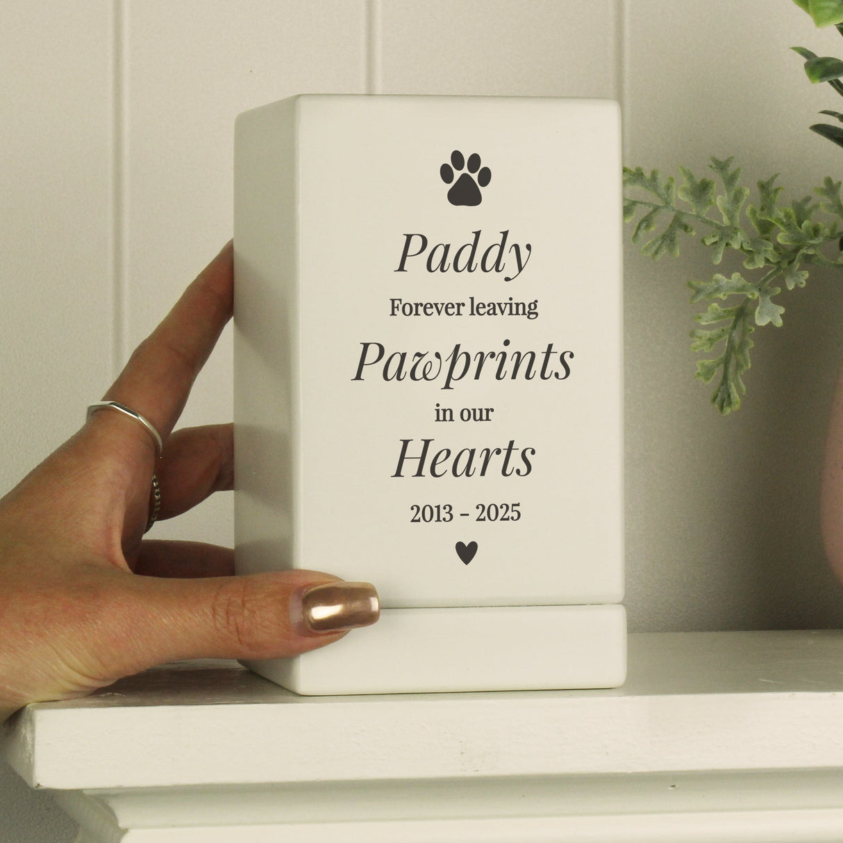Personalised Pet Pawprints Small Wooden Urn: 3 - Urns By Gift Moments