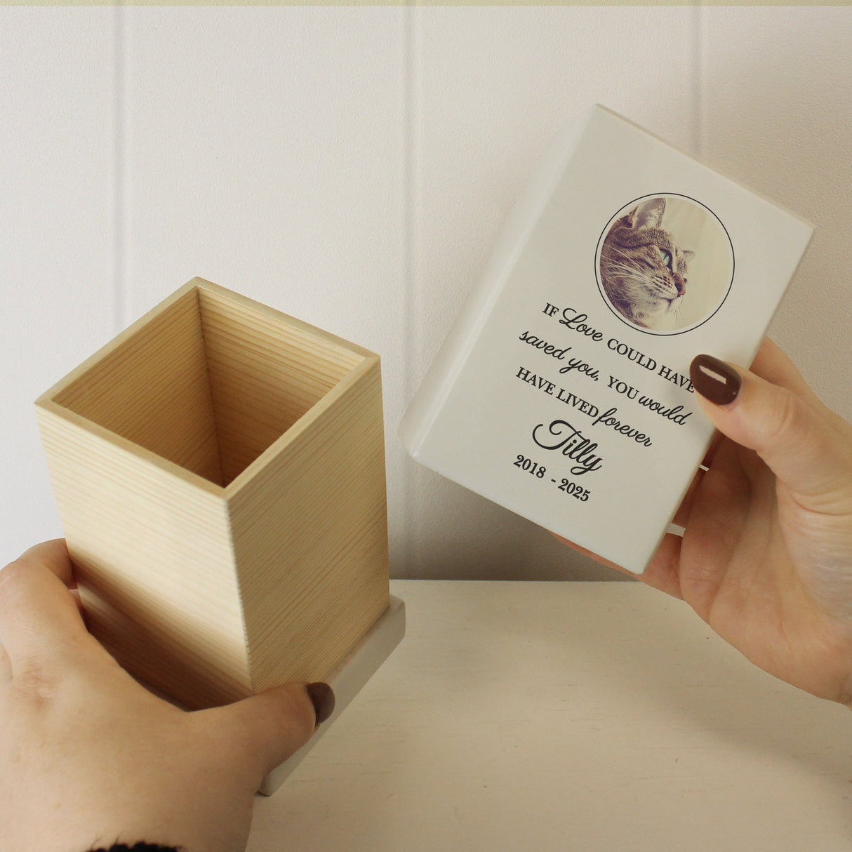 Personalised Pet Photo Upload Small Wooden Urn: 5 - Urns By Gift Moments